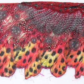 Fiber Art: Red Feathers